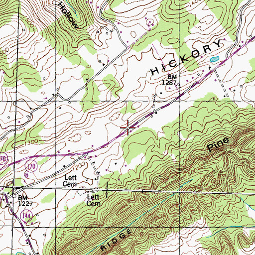 Topographic Map of Hickory Valley Church (historical), TN