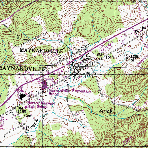 Topographic Map of Maynardville Baptist Church, TN