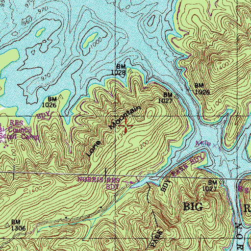 Topographic Map of Millers Furnace (historical), TN
