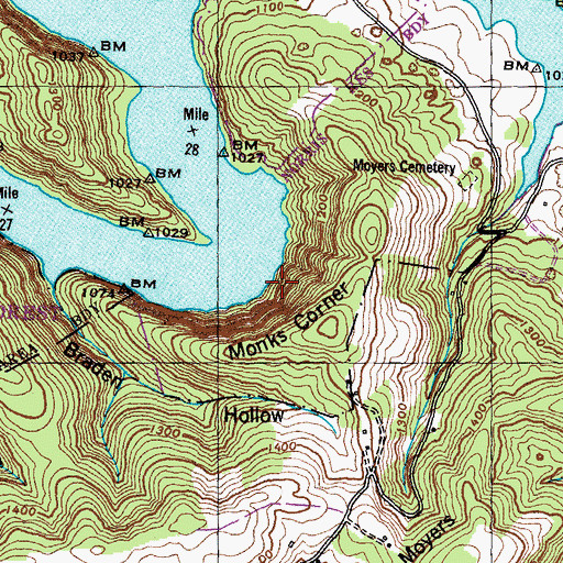 Topographic Map of Monks Corner TVA Small Wild Area, TN