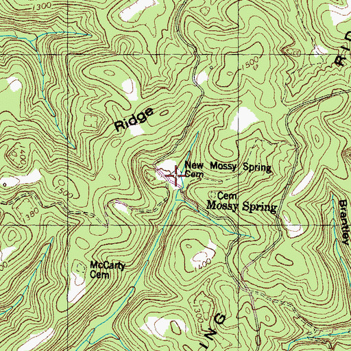 Topographic Map of New Mossy Spring Church (historical), TN
