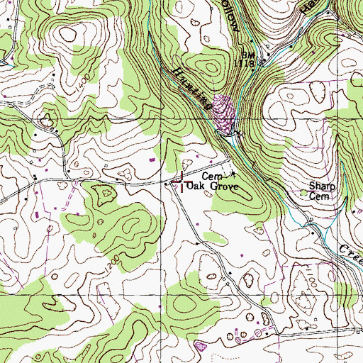 Topographic Map of Oak Grove School (historical), TN