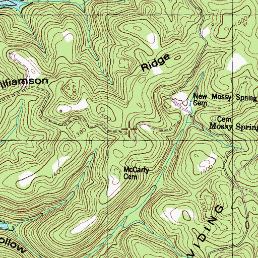 Topographic Map of Old Mossy Spring Church (historical), TN