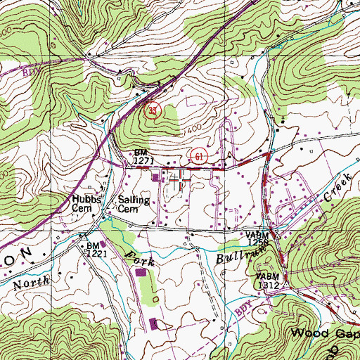 Topographic Map of Pleasant View Cemetery, TN