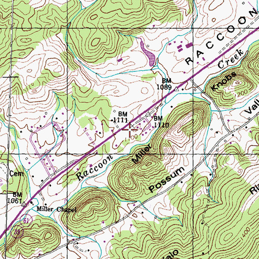 Topographic Map of Raccoon Valley School (historical), TN