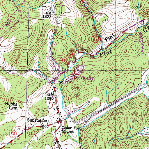 Topographic Map of Republic Quarry, TN