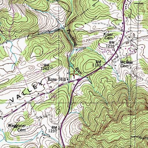 Topographic Map of Rose Hill School (historical), TN