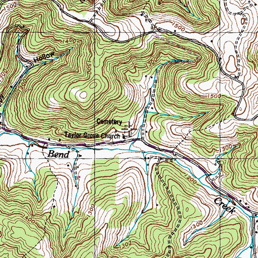 Topographic Map of Taylor Cemetery, TN