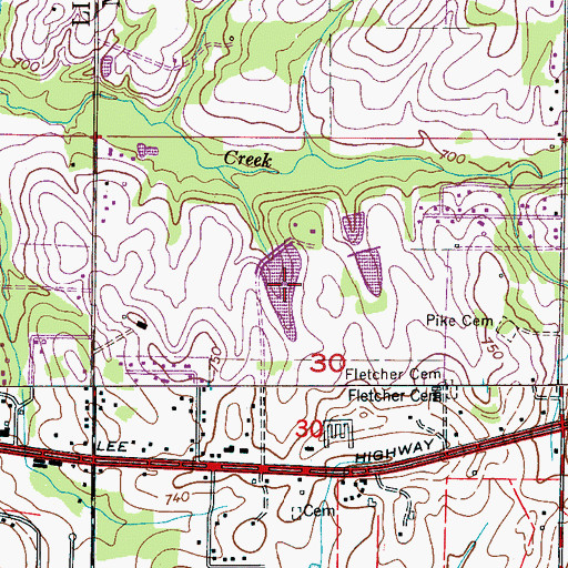 Topographic Map of Romine Lake, AL