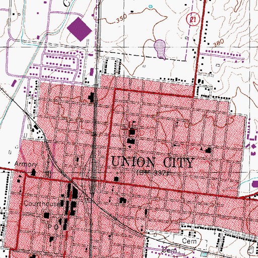 Topographic Map of Central Grammar School, TN