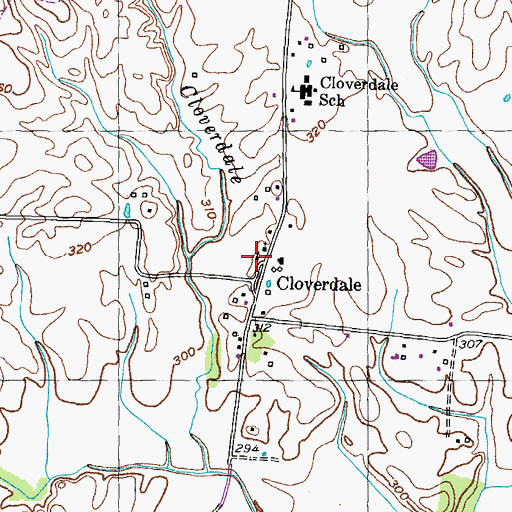 Topographic Map of Cloverdale Church, TN