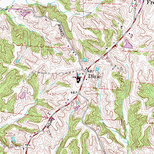 Topographic Map of Dixie School (historical), TN
