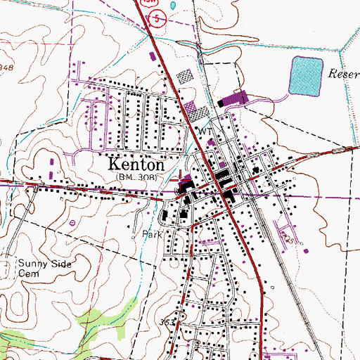 Topographic Map of Kenton High School, TN