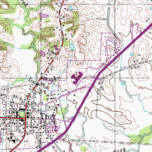 Topographic Map of Obion County Central School, TN