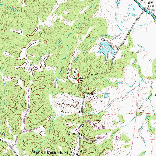 Topographic Map of Possum Trot Church (historical), TN