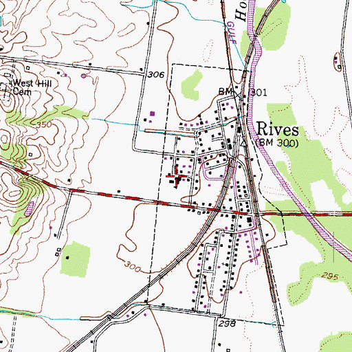 Topographic Map of Rives Elementary School, TN