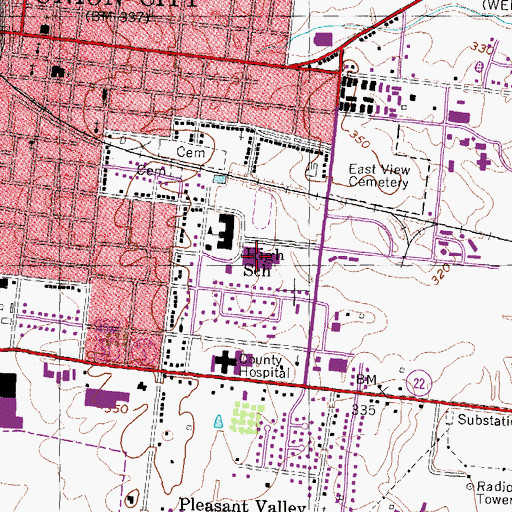 Topographic Map of Union City Middle School, TN