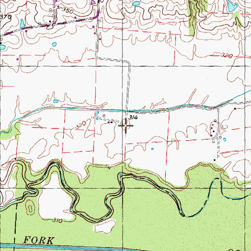Topographic Map of Valentine Cemetery, TN