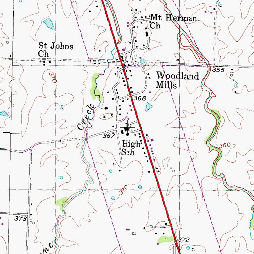Topographic Map of Woodland Mills High School, TN