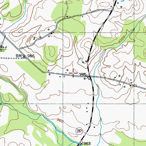 Topographic Map of Cross Roads School (historical), TN