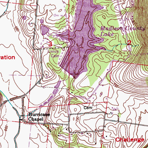 Topographic Map of Madison County Public Lake Dam, AL