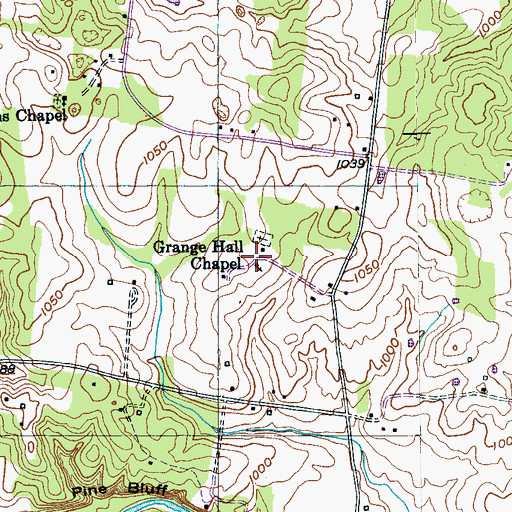 Topographic Map of Grange Hall School (historical), TN