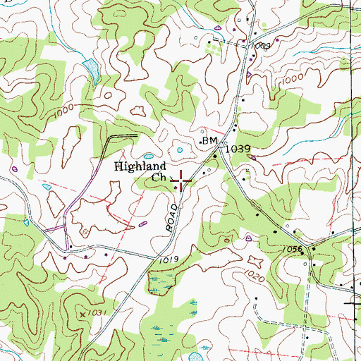 Topographic Map of Highland School (historical), TN