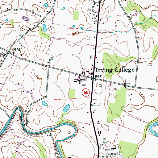 Topographic Map of Irving College Elementary School, TN