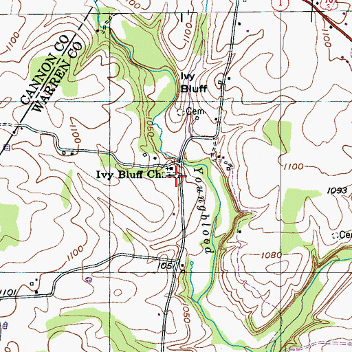 Topographic Map of Ivy Bluff School (historical), TN