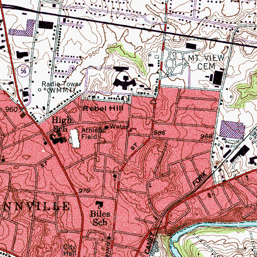 Topographic Map of Madison Street Baptist Church, TN