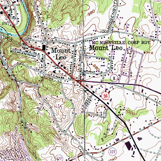 Topographic Map of Mount Leo Church of Christ, TN