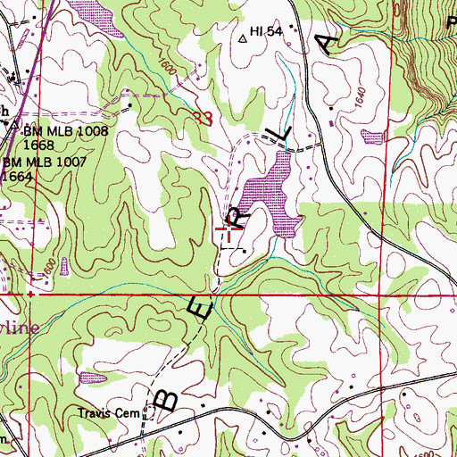 Topographic Map of Hill Pond Dam, AL
