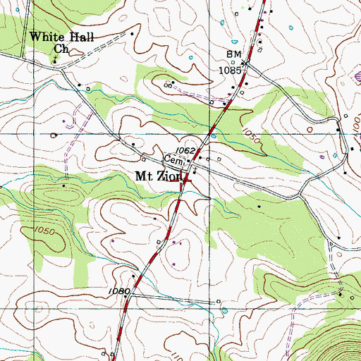 Topographic Map of Mount Zion School (historical), TN