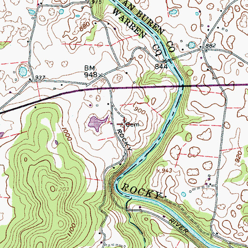 Topographic Map of New Rocky Cemetery, TN