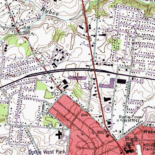 Topographic Map of Northgate Shopping Center, TN
