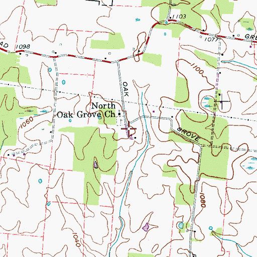 Topographic Map of Oak Grove School (historical), TN