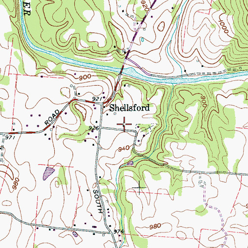 Topographic Map of Shellsford Baptist Church, TN