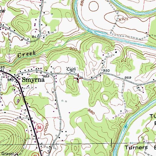 Topographic Map of Smyrna Church of Christ, TN
