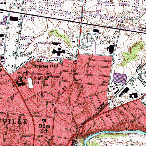 Topographic Map of Temple Baptist Church, TN