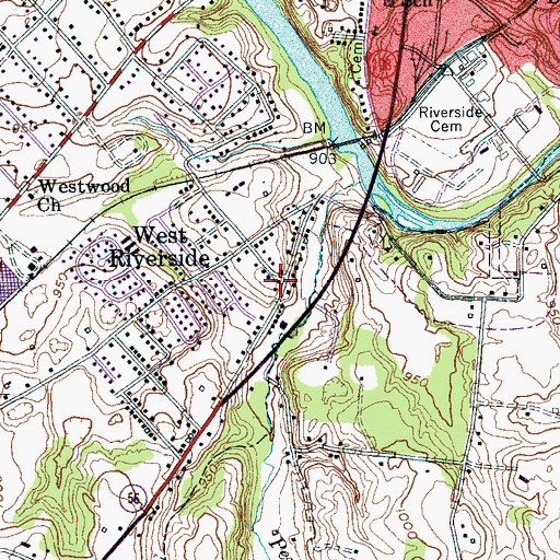 Topographic Map of West Riverside Church of Christ, TN