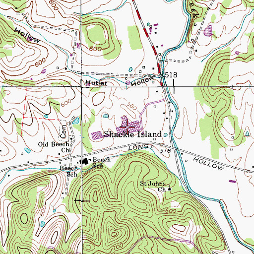Topographic Map of Beech High School, TN