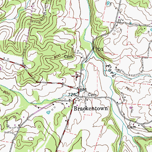 Topographic Map of Brackentown School (historical), TN