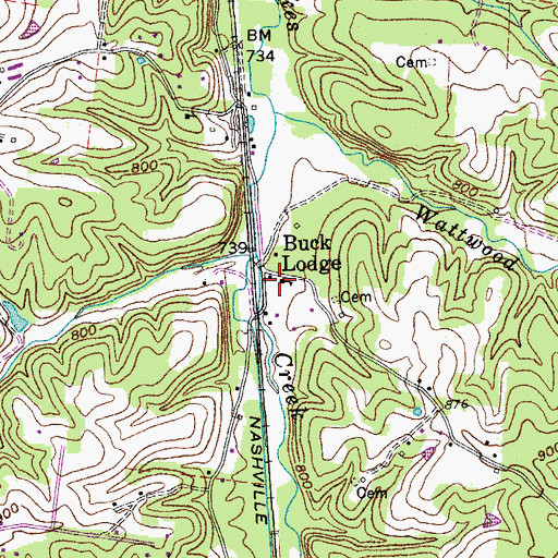 Topographic Map of Buck Lodge School (historical), TN