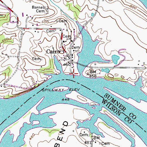 Topographic Map of Cairo Access Area, TN