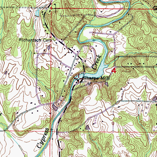 Topographic Map of Sharps Mill Dam, AL