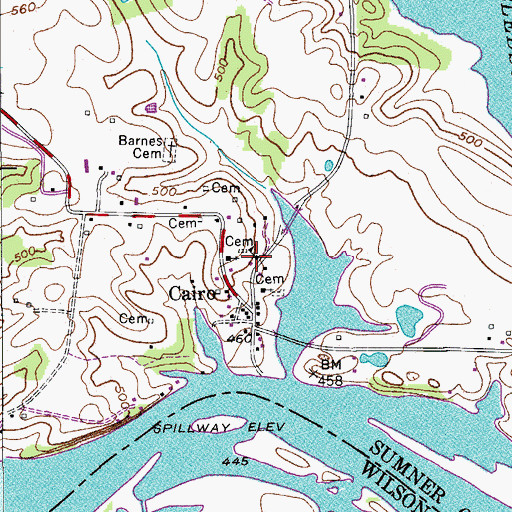 Topographic Map of Cairo School (historical), TN