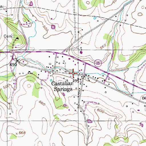 Topographic Map of Castalian Springs United Methodist Church, TN