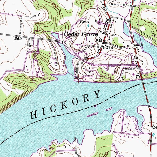Topographic Map of Cedar Grove Access Area, TN