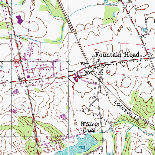 Topographic Map of Clyde Riggs Elementary School, TN