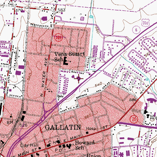 Topographic Map of College Heights Baptist Church, TN
